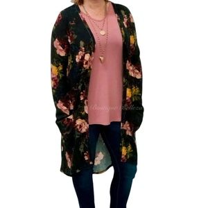Soft & Comfy Charcoal Floral Cardigan